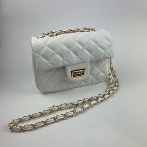 Nove White Quilted Vegan Leather Flap Crossbody Bag